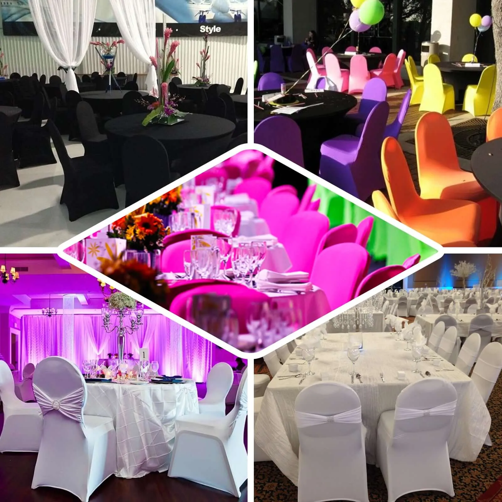 10 Pack Burgundy Spandex Fitted Banquet Chair Covers, Reusable Stretched Slip On Chair Covers