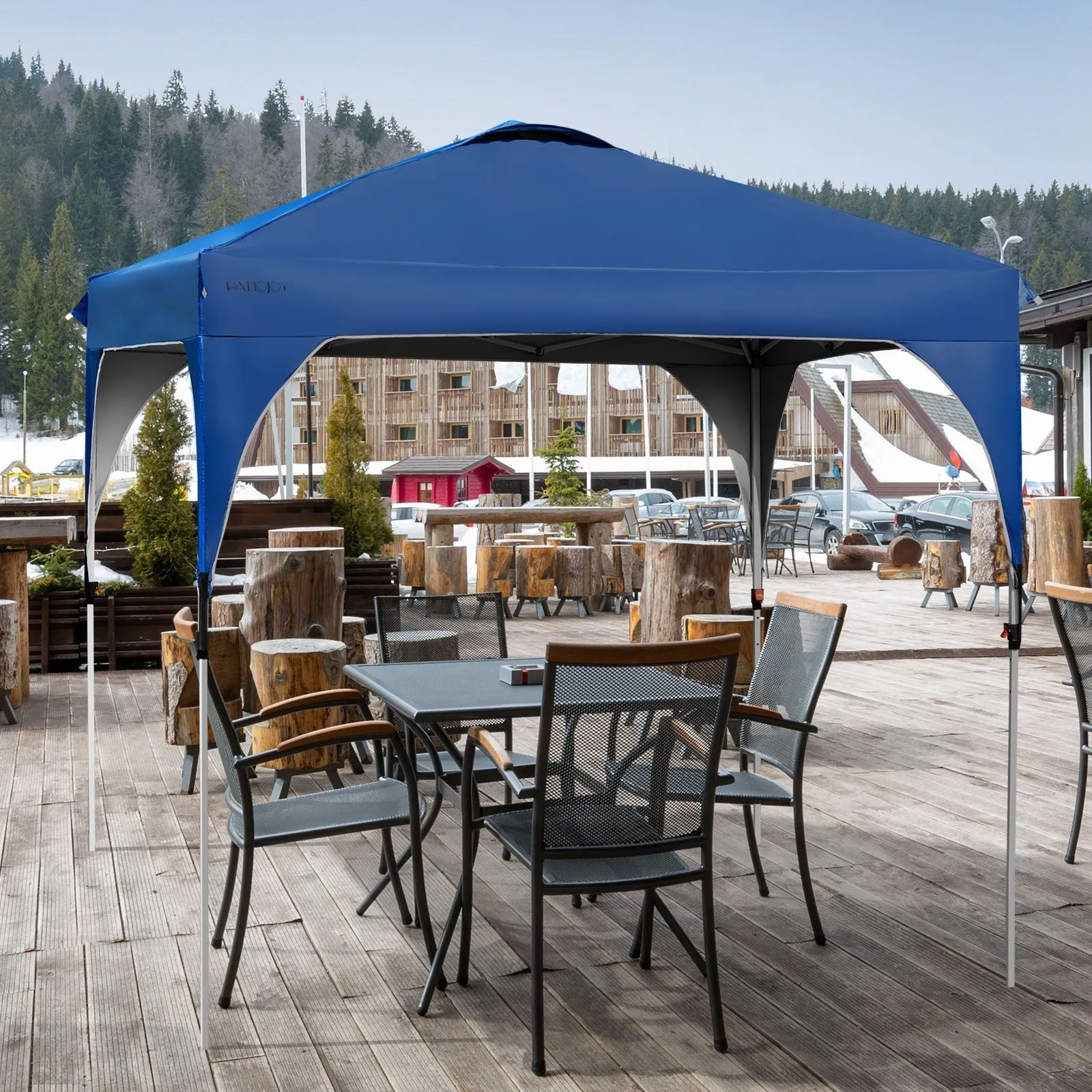 10' x 10' Outdoor Pop-up Camping Canopy Tent with Roller Bag-Blue