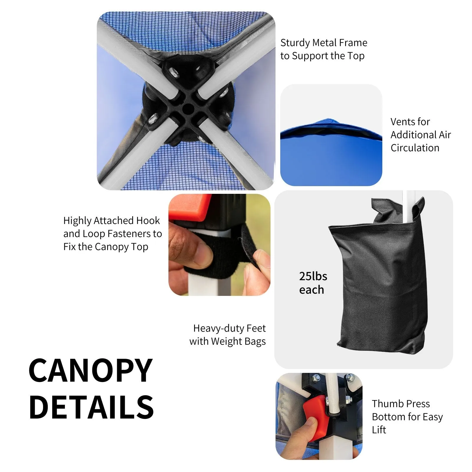 10' x 10' Outdoor Pop-up Camping Canopy Tent with Roller Bag-Blue