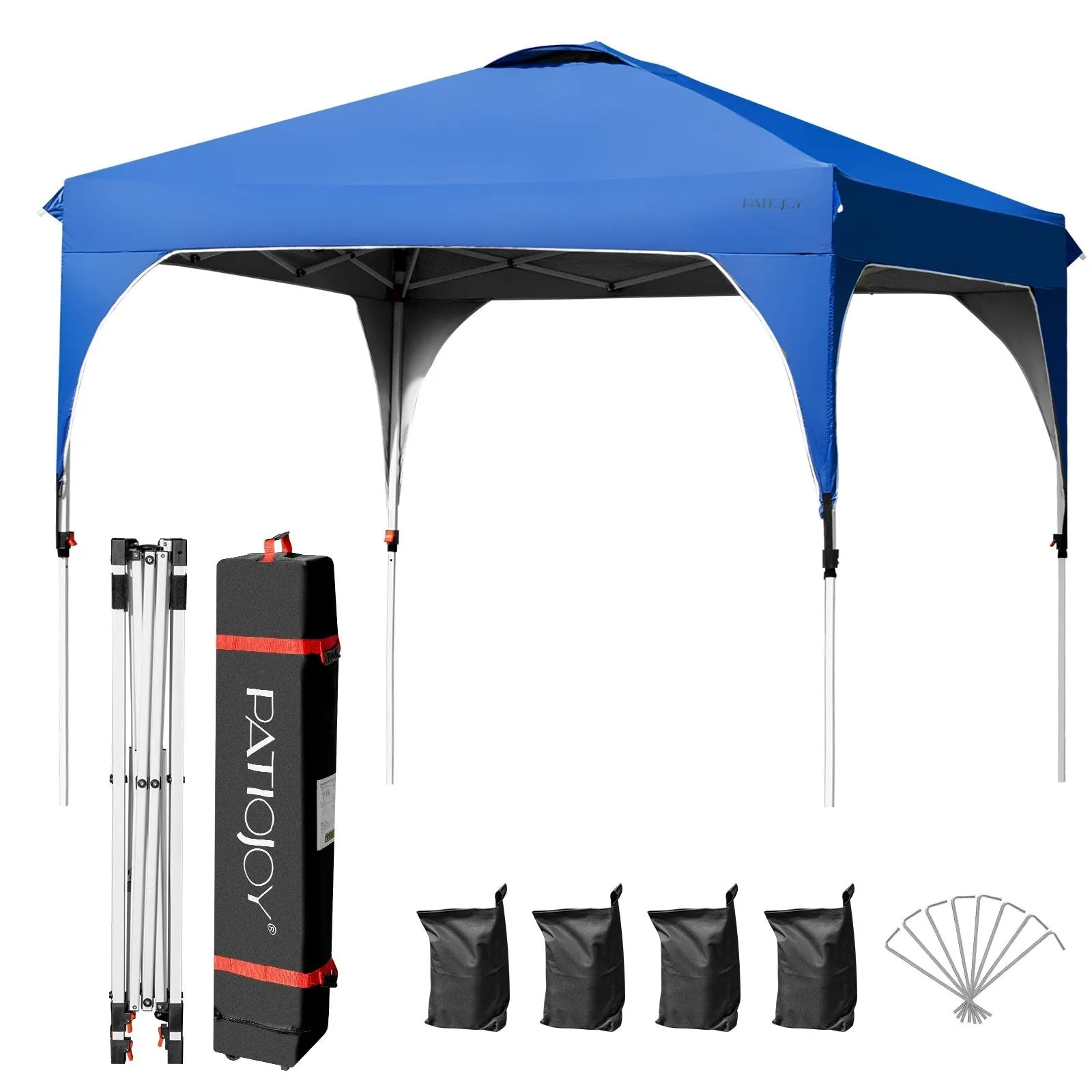 10' x 10' Outdoor Pop-up Camping Canopy Tent with Roller Bag-Blue
