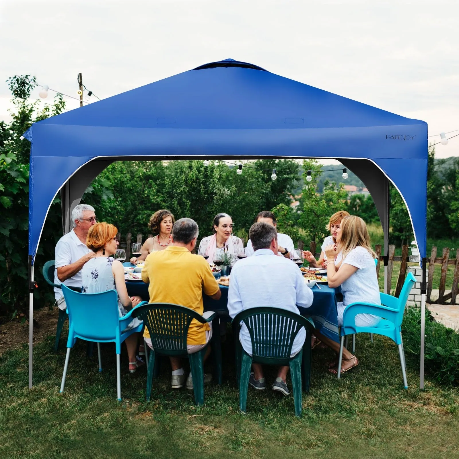 10' x 10' Outdoor Pop-up Camping Canopy Tent with Roller Bag-Blue