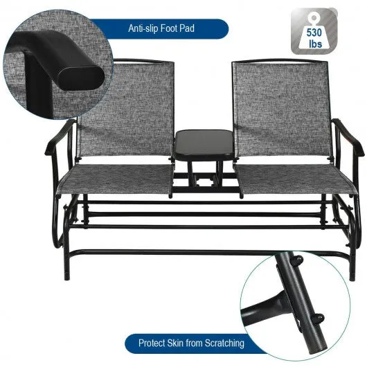 2-Person Outdoor Patio Double Rocking Loveseat -Gray