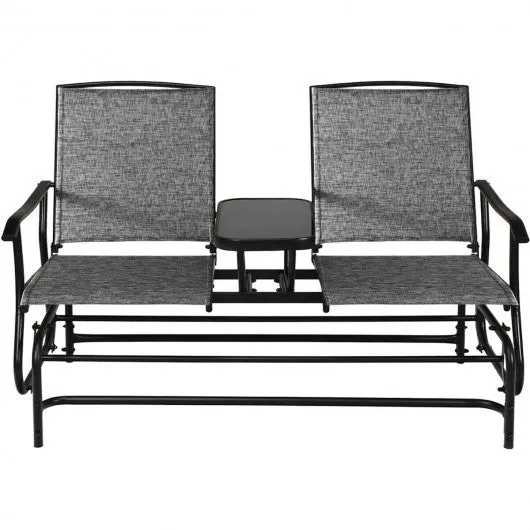 2-Person Outdoor Patio Double Rocking Loveseat -Gray