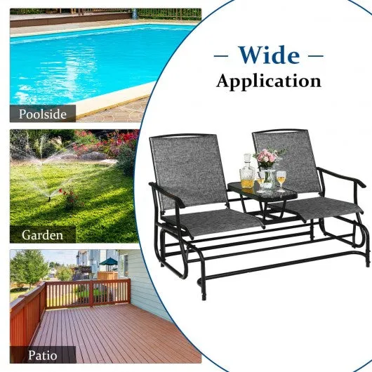 2-Person Outdoor Patio Double Rocking Loveseat -Gray