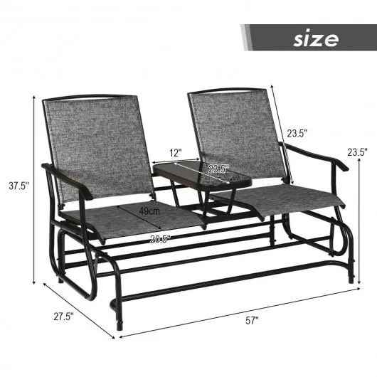 2-Person Outdoor Patio Double Rocking Loveseat -Gray