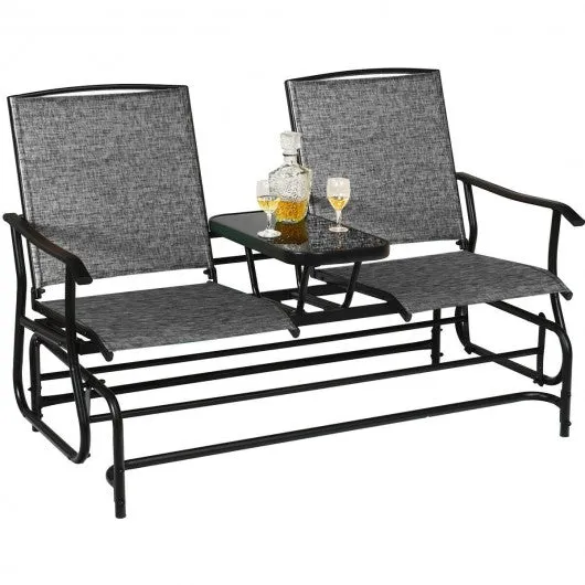 2-Person Outdoor Patio Double Rocking Loveseat -Gray