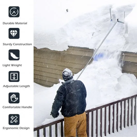 20 ft Lightweight Roof Snow Rake Removal Tool  w/ Adjustable Telescoping Handle