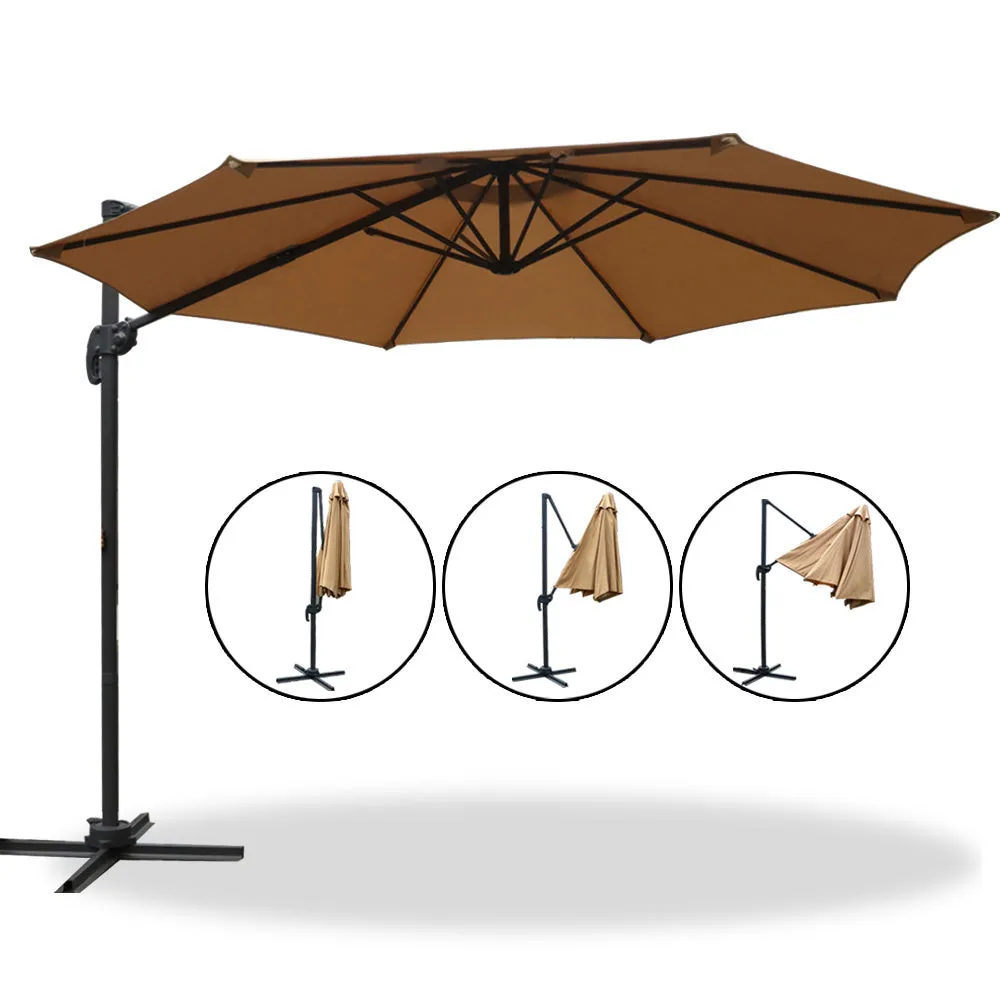 2.8m Beige Outdoor Umbrella with Sturdy Base for Patios and Gardens