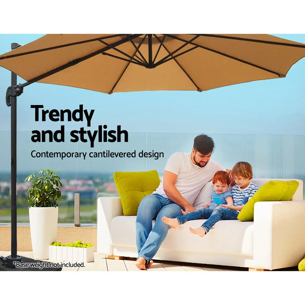 2.8m Beige Outdoor Umbrella with Sturdy Base for Patios and Gardens