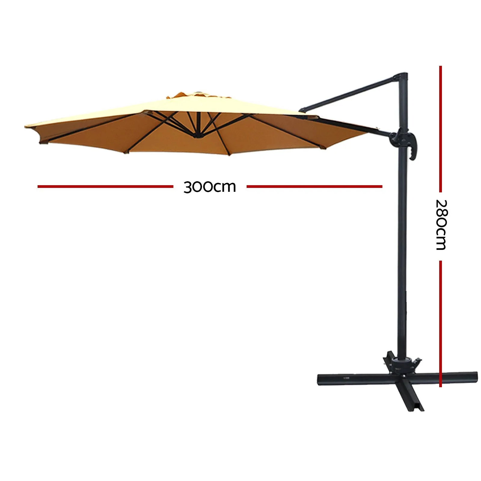 2.8m Beige Outdoor Umbrella with Sturdy Base for Patios and Gardens