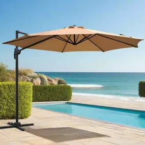 2.8m Beige Outdoor Umbrella with Sturdy Base for Patios and Gardens
