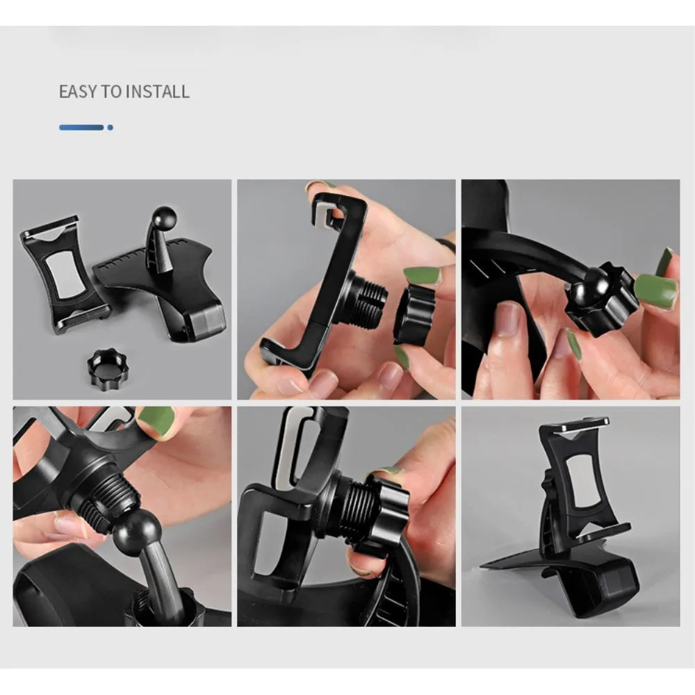 3 in 1 Car GPS Smartphone Holder: Dashboard / Visor Clamp   AC Grid Clip for Plum Compass - Black