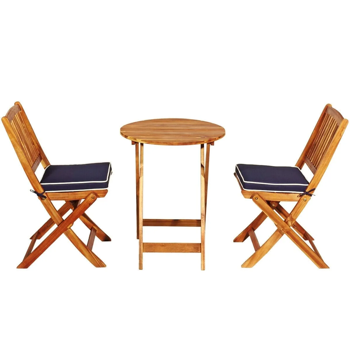 3pc Patio Foldable Wooden Bistro Set - Navy