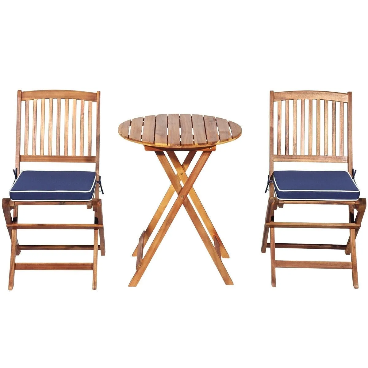 3pc Patio Foldable Wooden Bistro Set - Navy