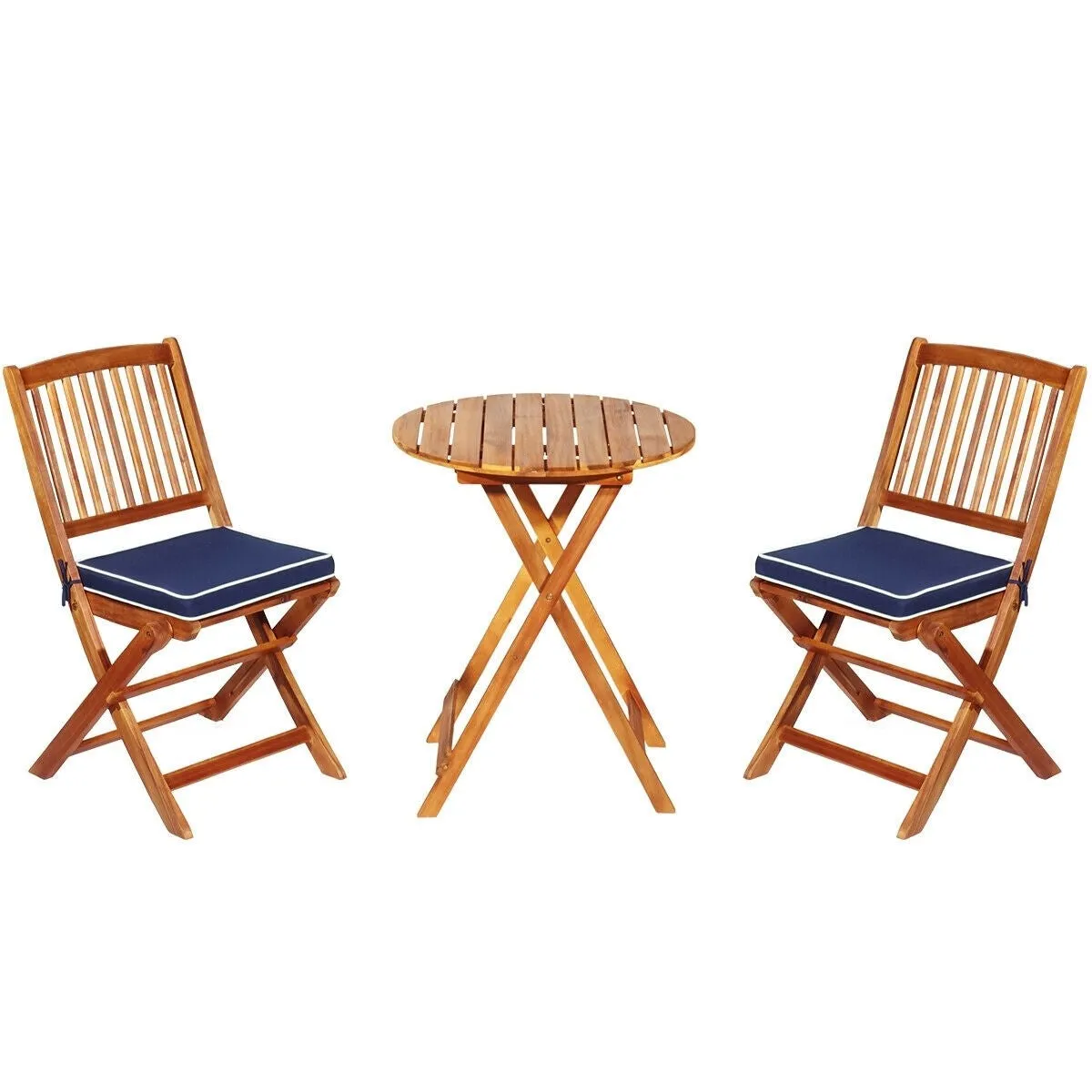 3pc Patio Foldable Wooden Bistro Set - Navy
