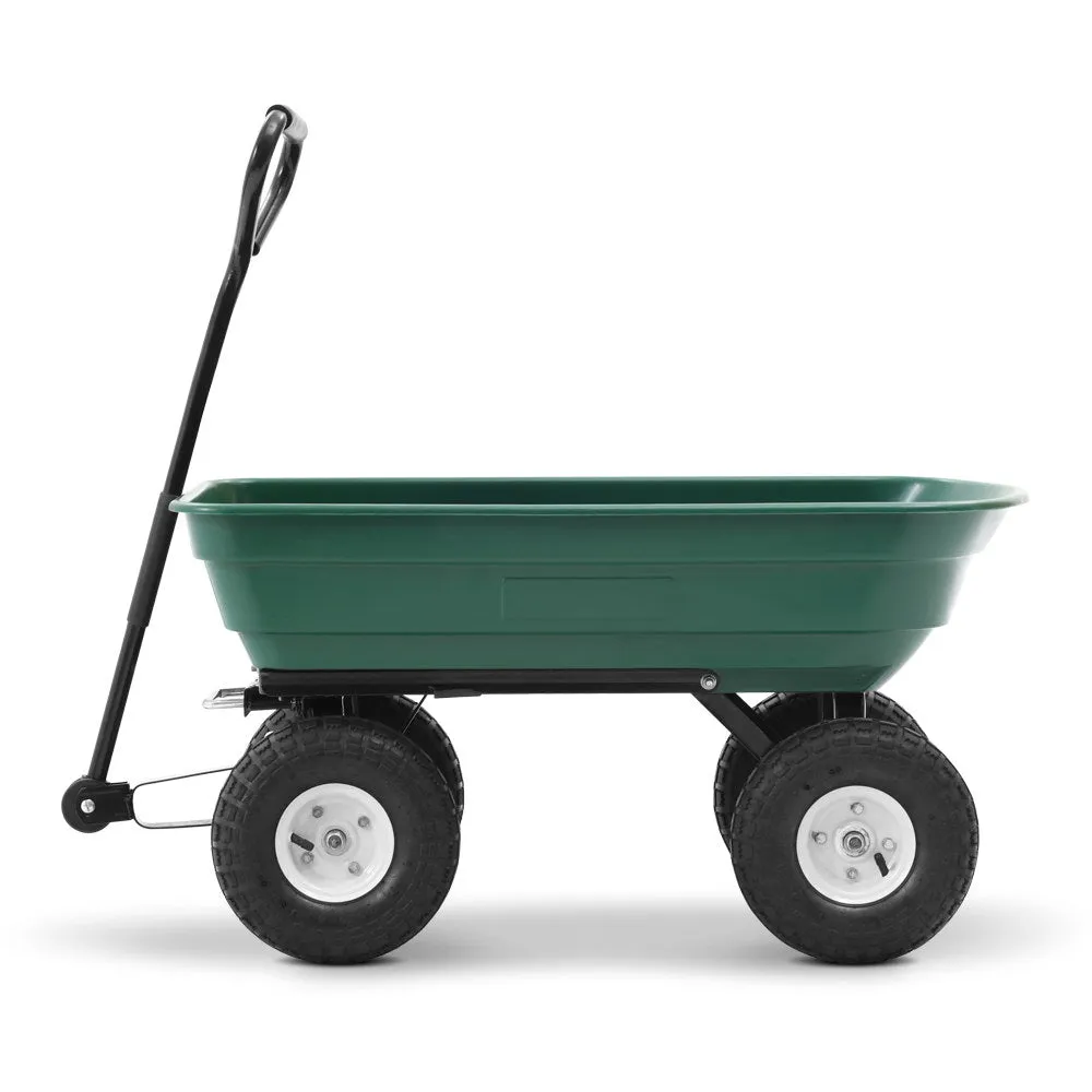 75L Garden Dump Cart Wheel Barrow Wheelbarrow Nursery Green