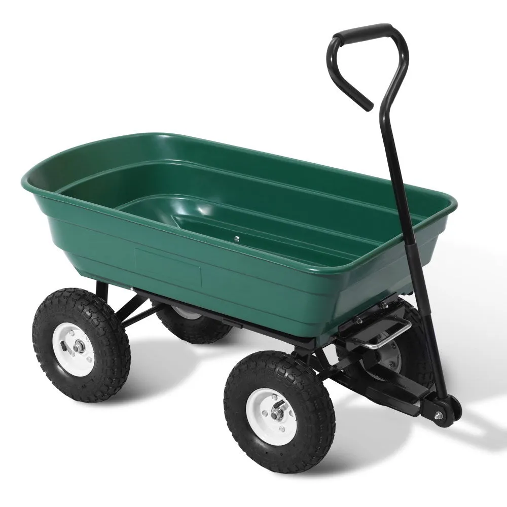 75L Garden Dump Cart Wheel Barrow Wheelbarrow Nursery Green