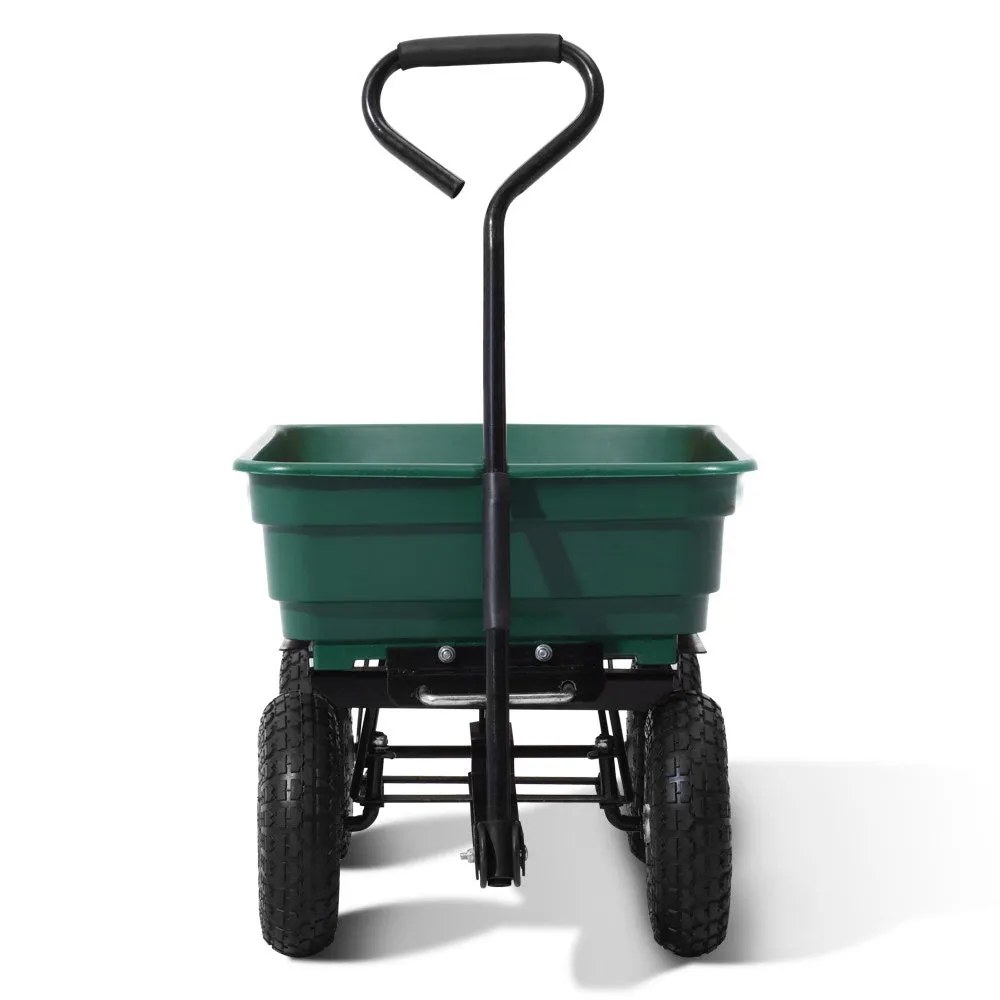 75L Garden Dump Cart Wheel Barrow Wheelbarrow Nursery Green