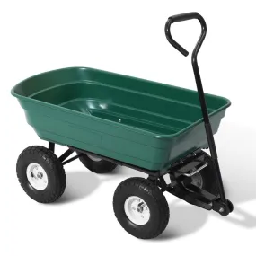 75L Garden Dump Cart Wheel Barrow Wheelbarrow Nursery Green