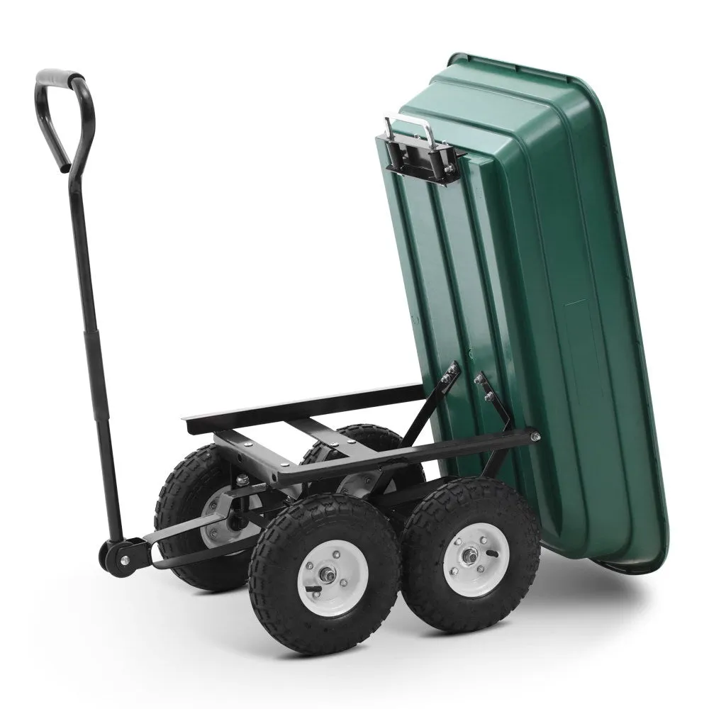 75L Garden Dump Cart Wheel Barrow Wheelbarrow Nursery Green