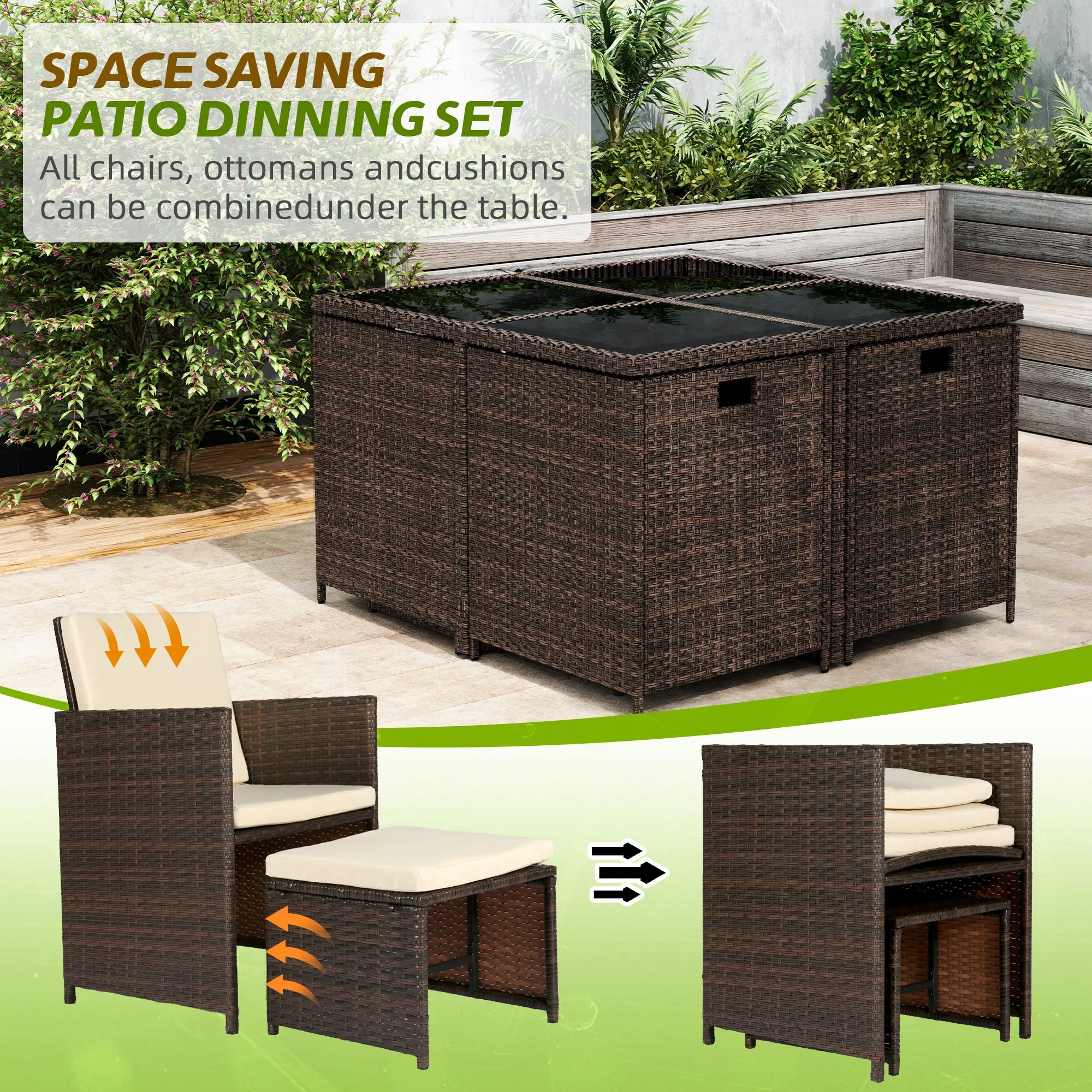 9 Pieces Outdoor Dining Set