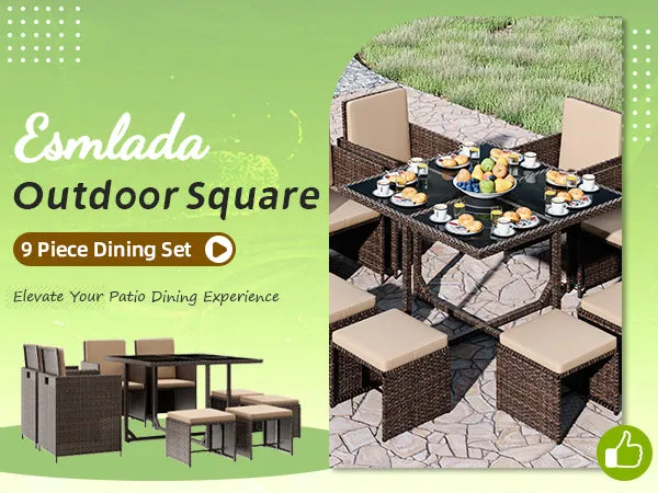 9 Pieces Outdoor Dining Set