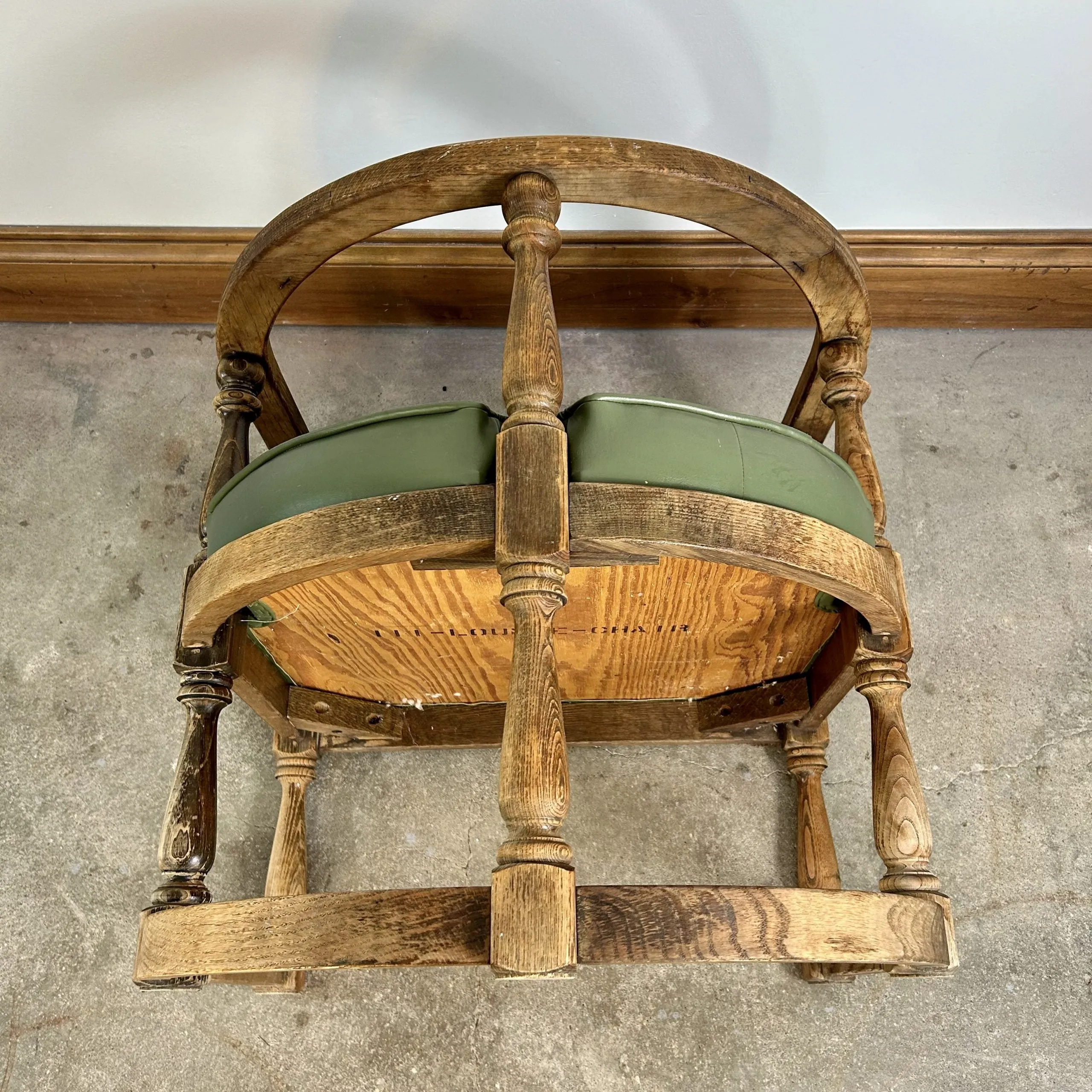 Accent or Entry Chair, Rounded Back, Green Vinyl Seat