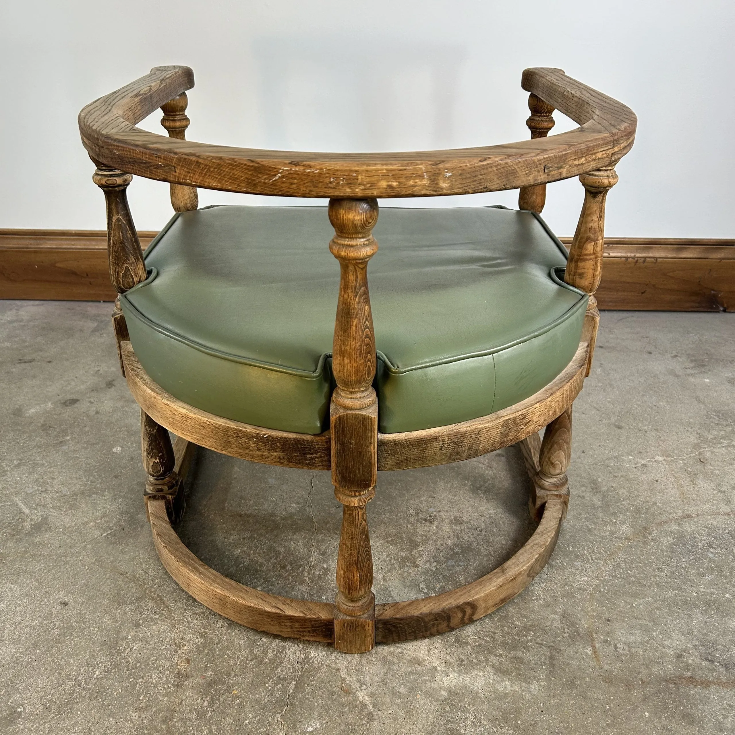 Accent or Entry Chair, Rounded Back, Green Vinyl Seat