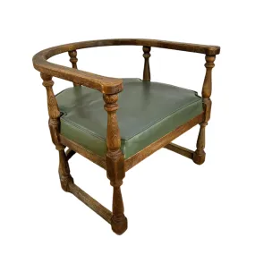 Accent or Entry Chair, Rounded Back, Green Vinyl Seat
