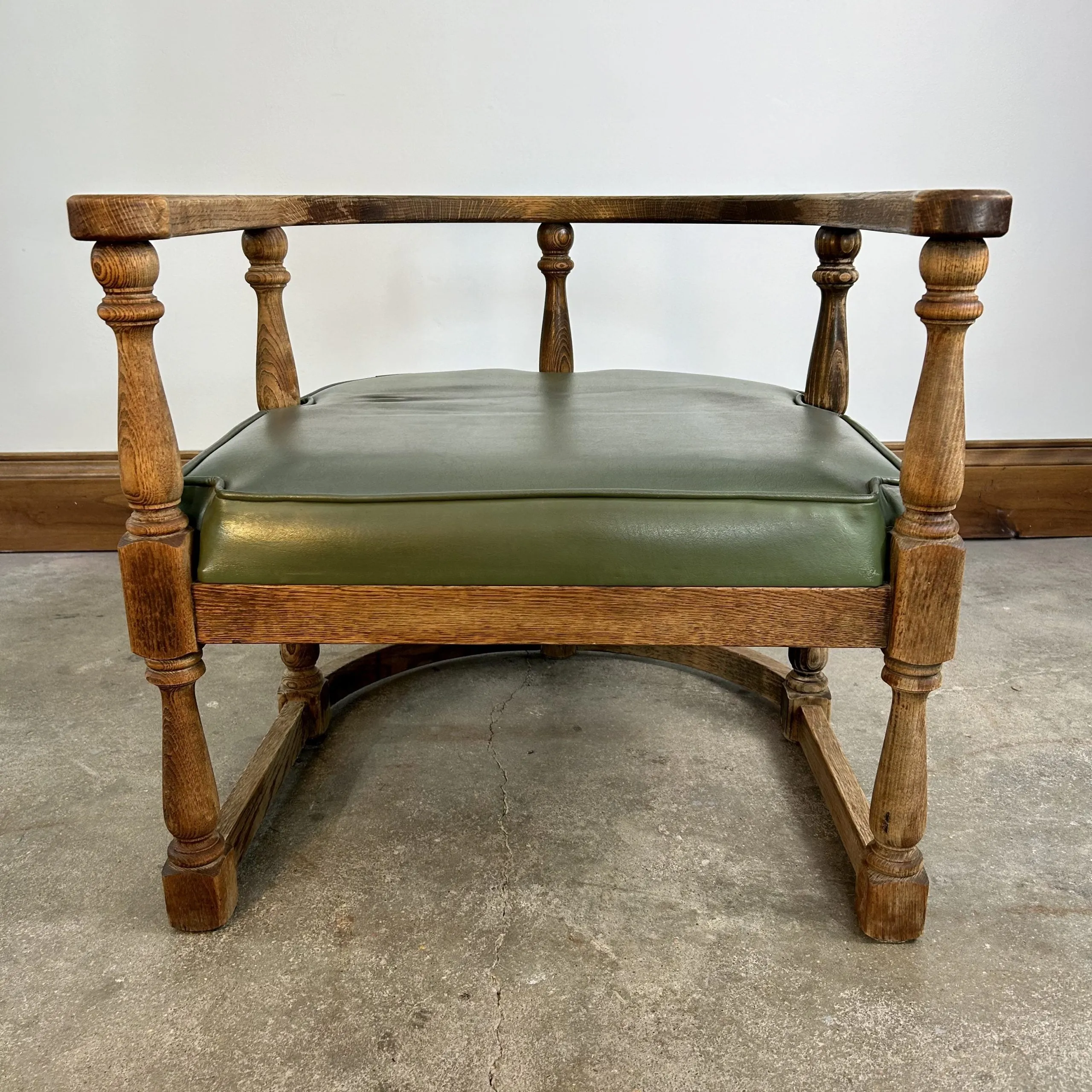 Accent or Entry Chair, Rounded Back, Green Vinyl Seat