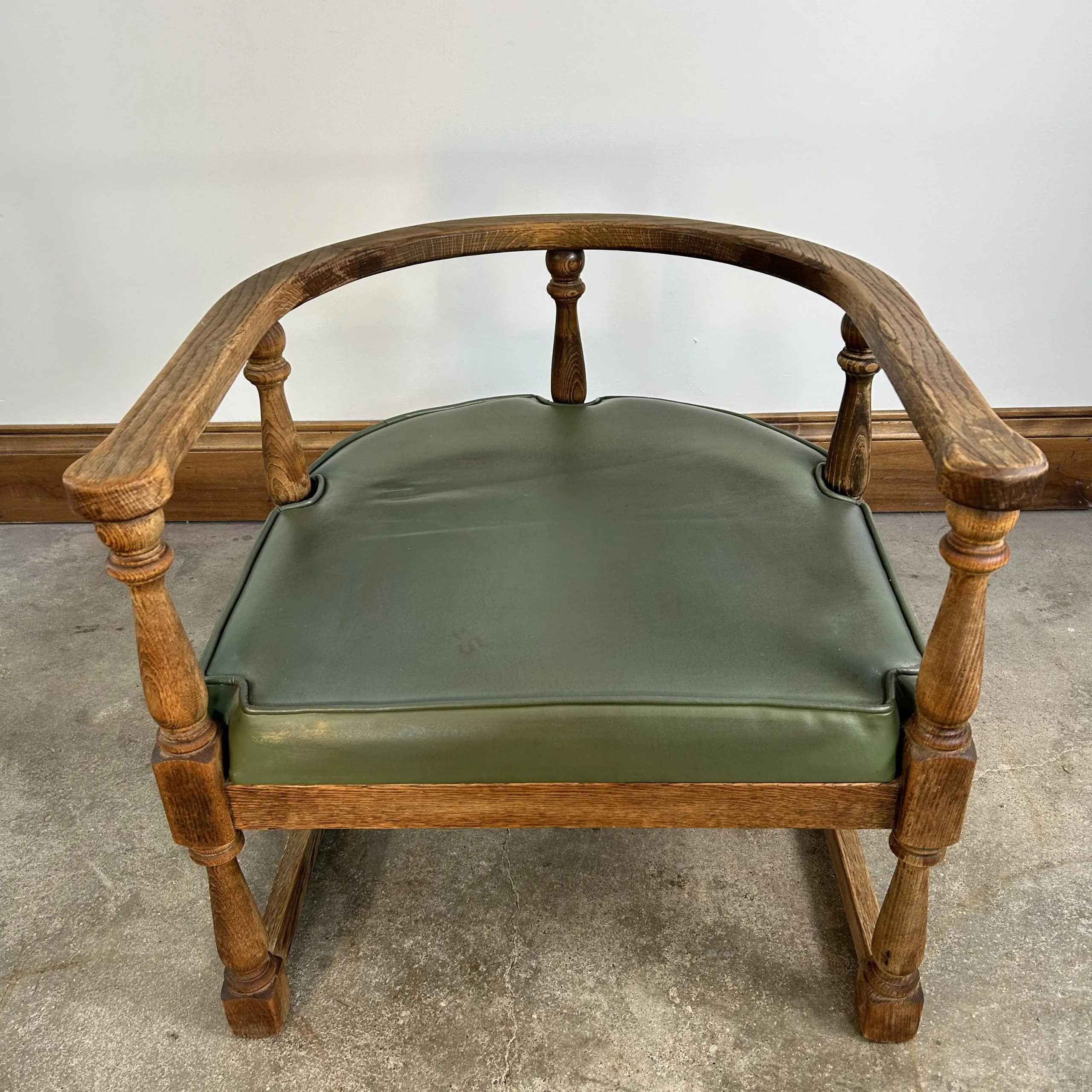Accent or Entry Chair, Rounded Back, Green Vinyl Seat