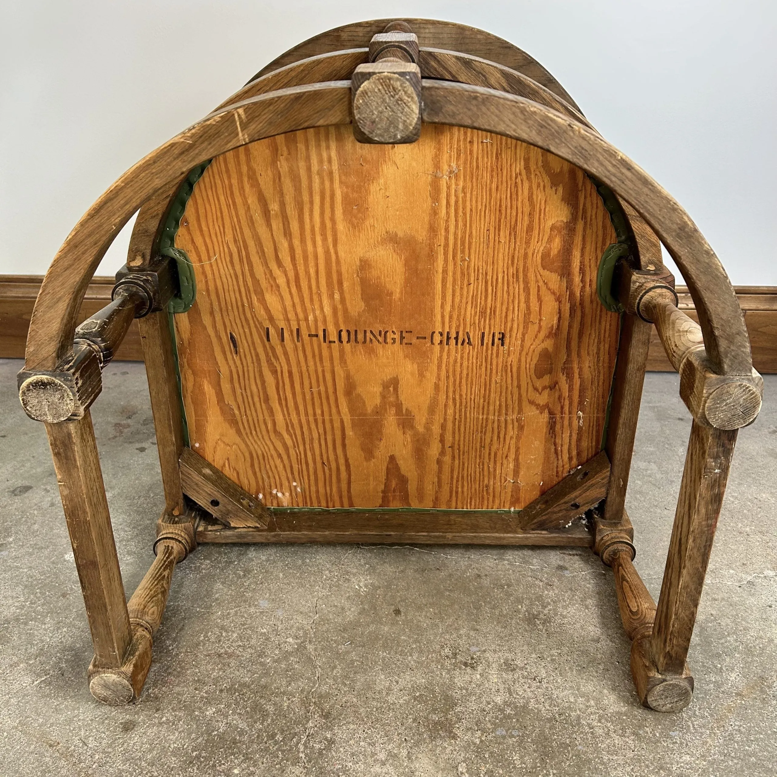 Accent or Entry Chair, Rounded Back, Green Vinyl Seat
