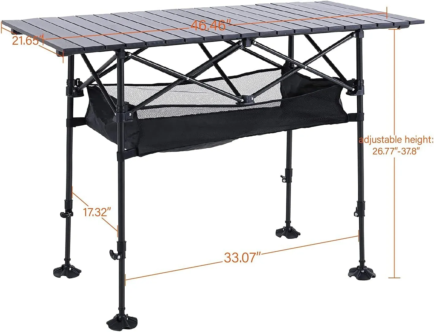 ALPHA CAMP Adjustable Aluminum Table with Storage for Grill Travel Table
