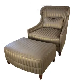 Baker Chair & Ottoman Set, Khaki Green Stripe