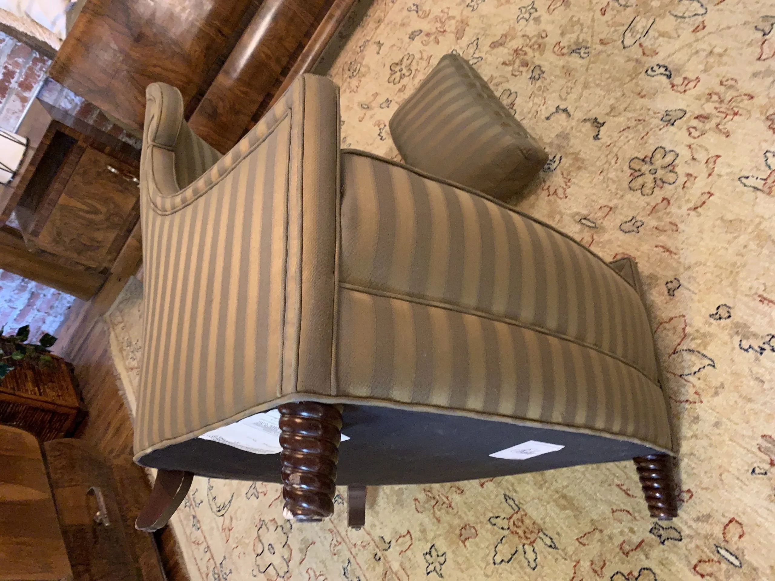 Baker Chair & Ottoman Set, Khaki Green Stripe