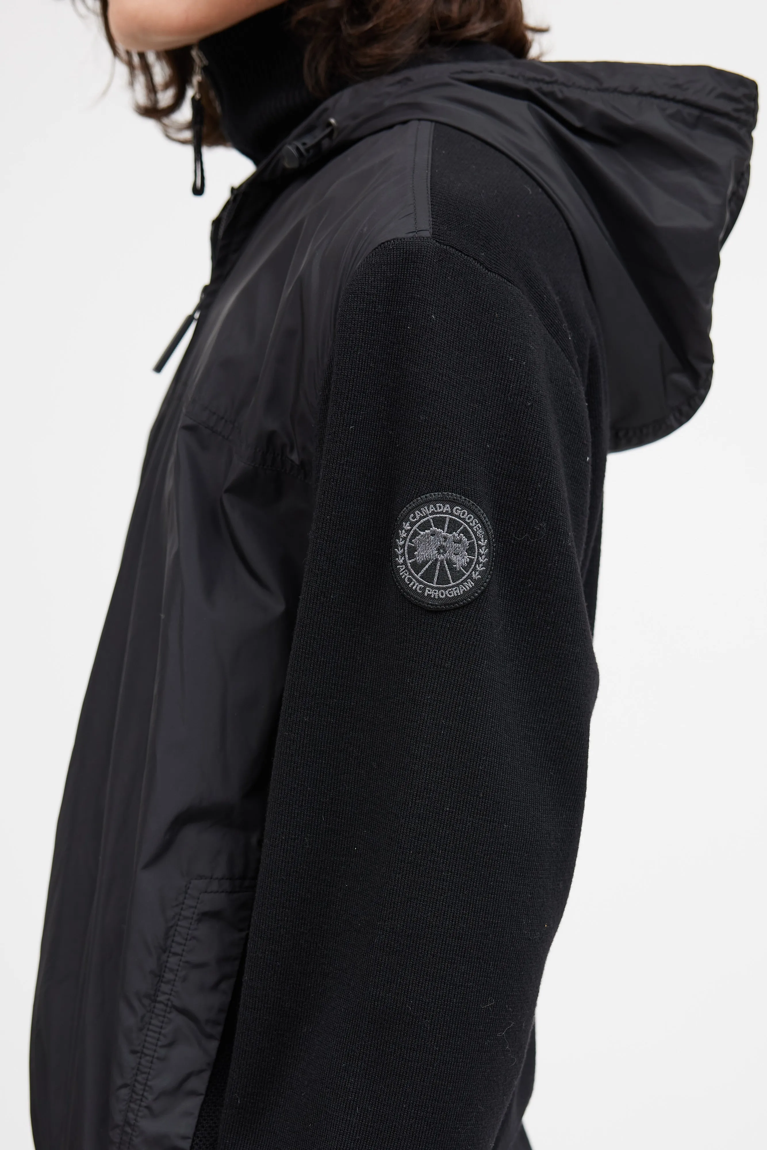 Black Nylon Knit Hybridge Jacket