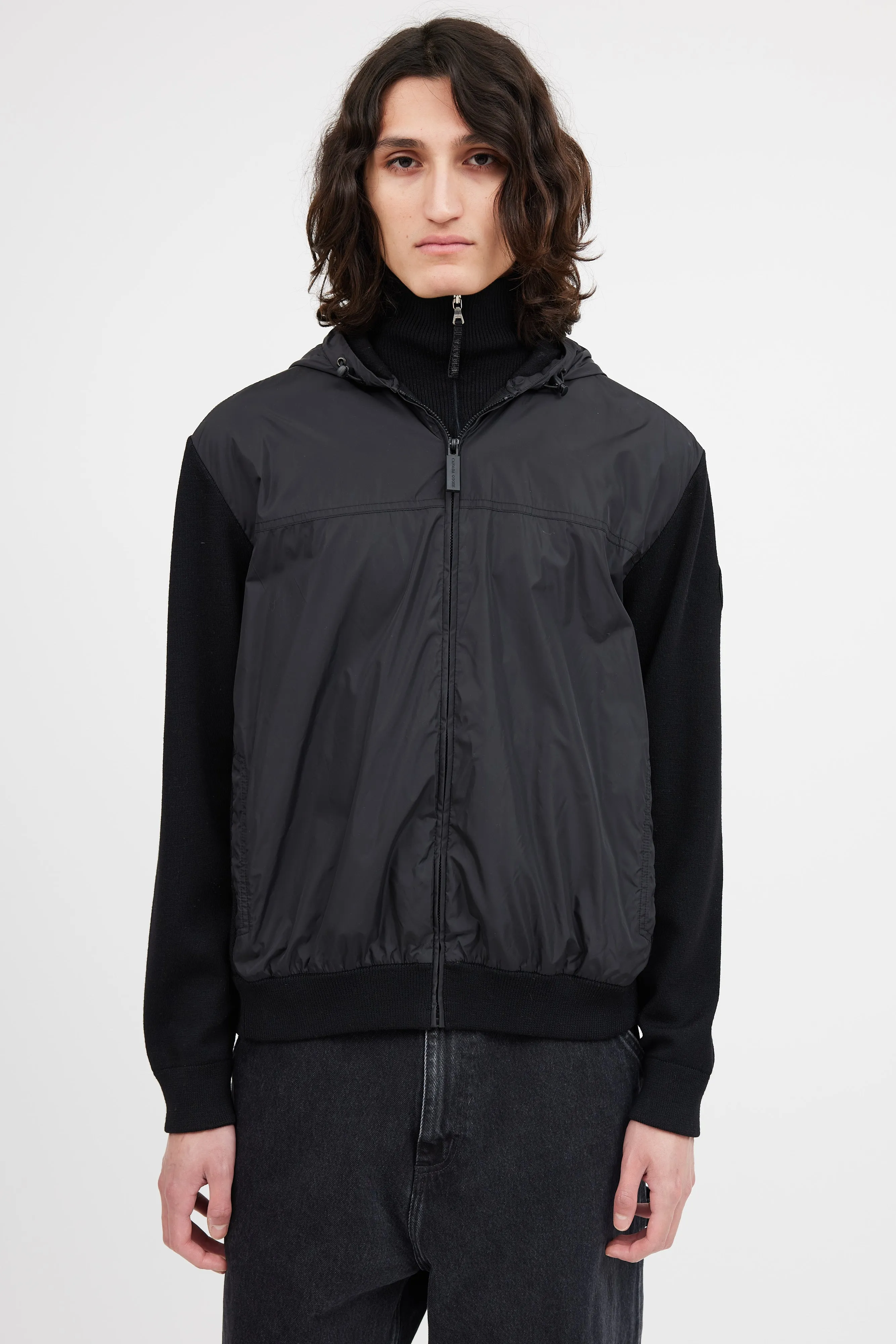 Black Nylon Knit Hybridge Jacket