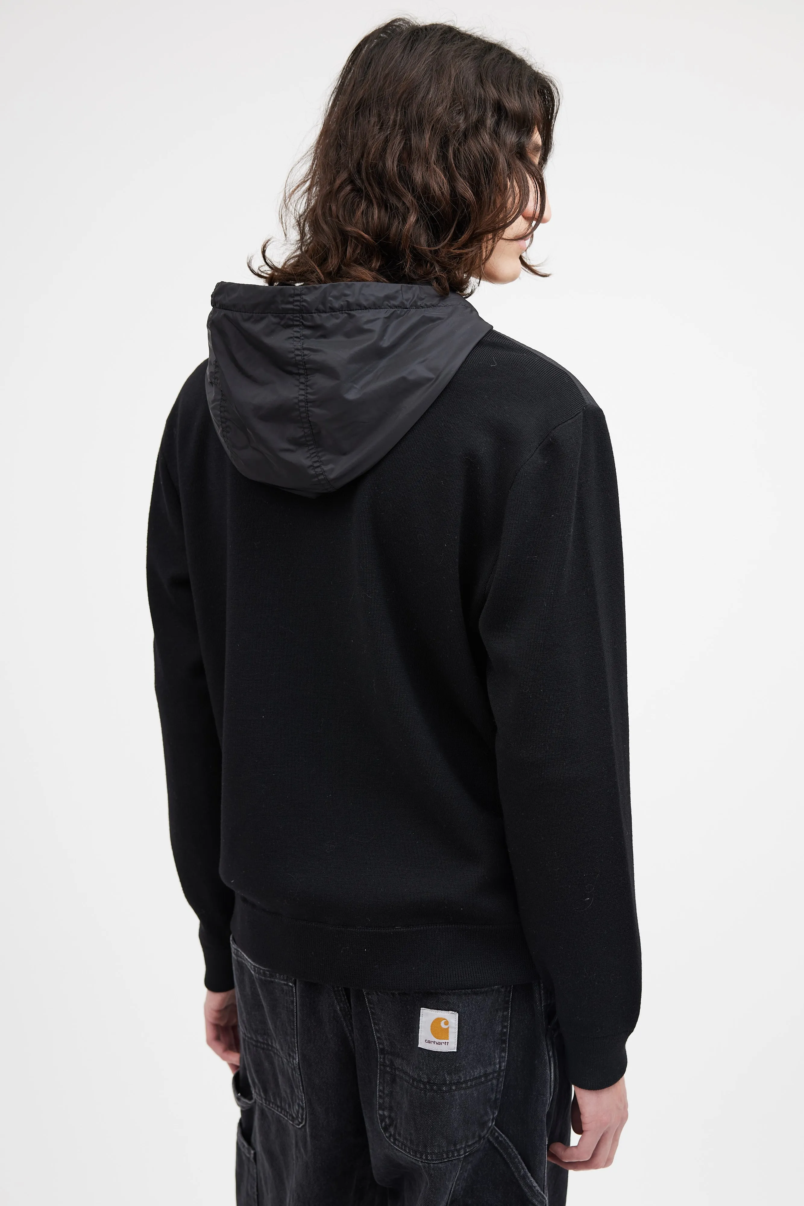 Black Nylon Knit Hybridge Jacket