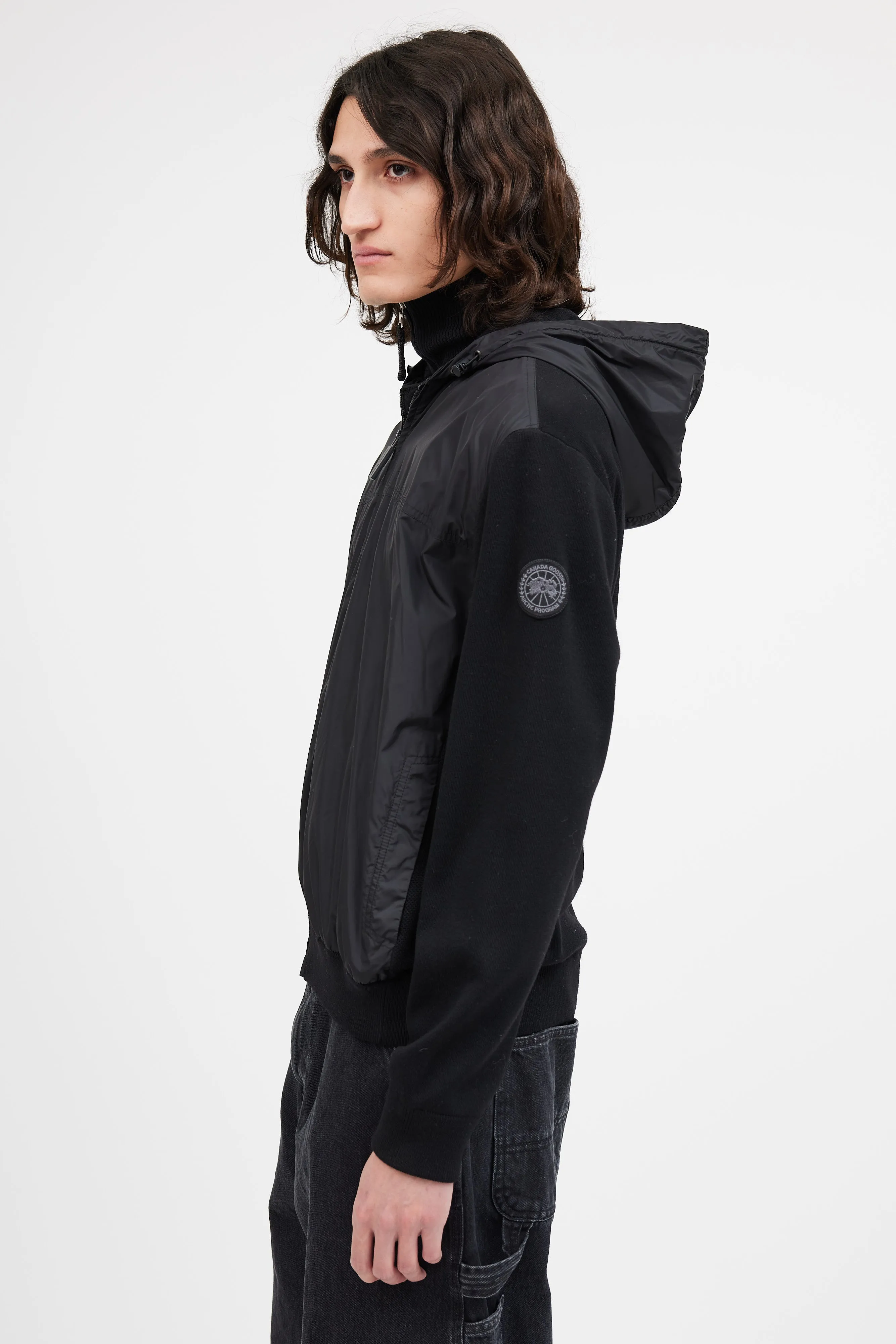 Black Nylon Knit Hybridge Jacket