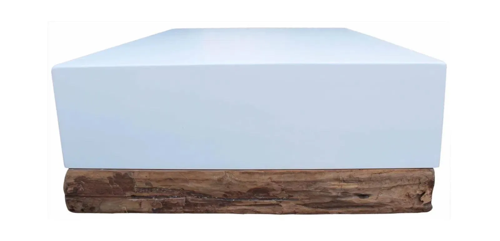 Bodhi Outdoor Resin And Wood White Rectangular Coffee Table