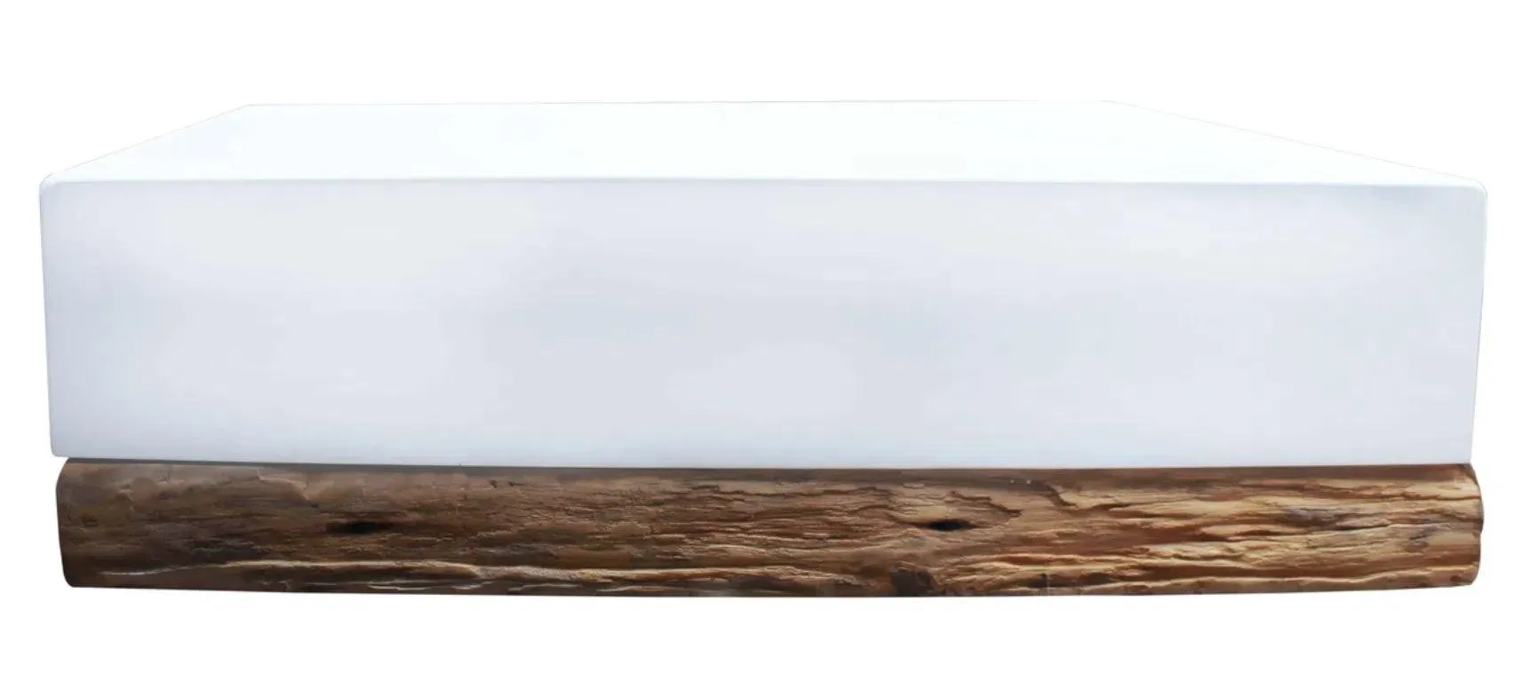 Bodhi Outdoor Resin And Wood White Rectangular Coffee Table