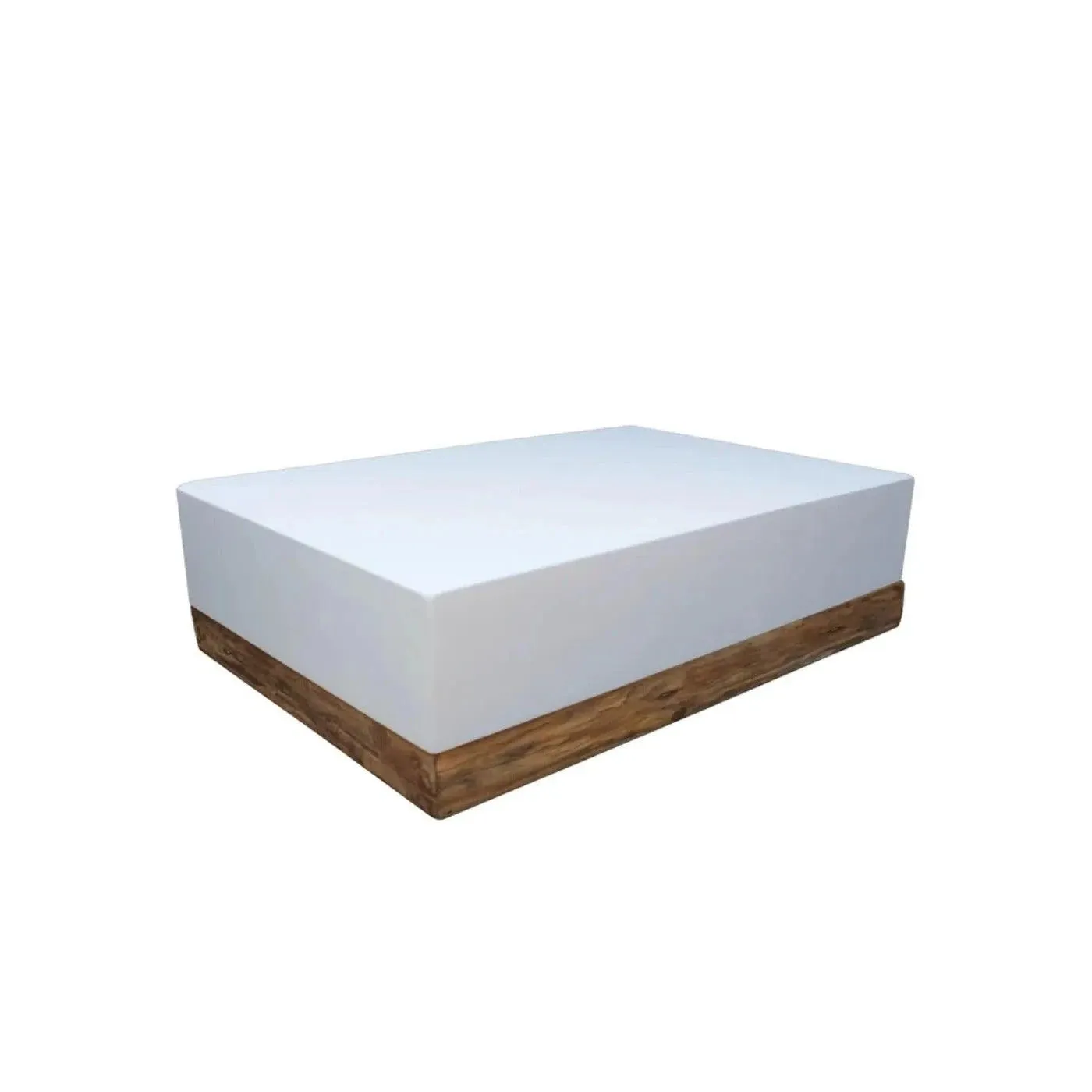 Bodhi Outdoor Resin And Wood White Rectangular Coffee Table