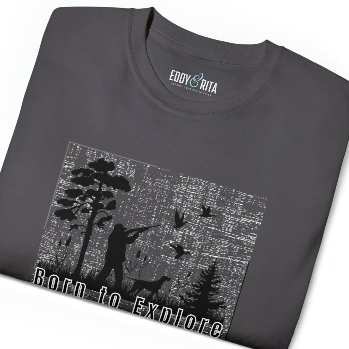 Born to Explore Hunting Man Men's Tee - Adventurous Outdoor Graphic Shirt