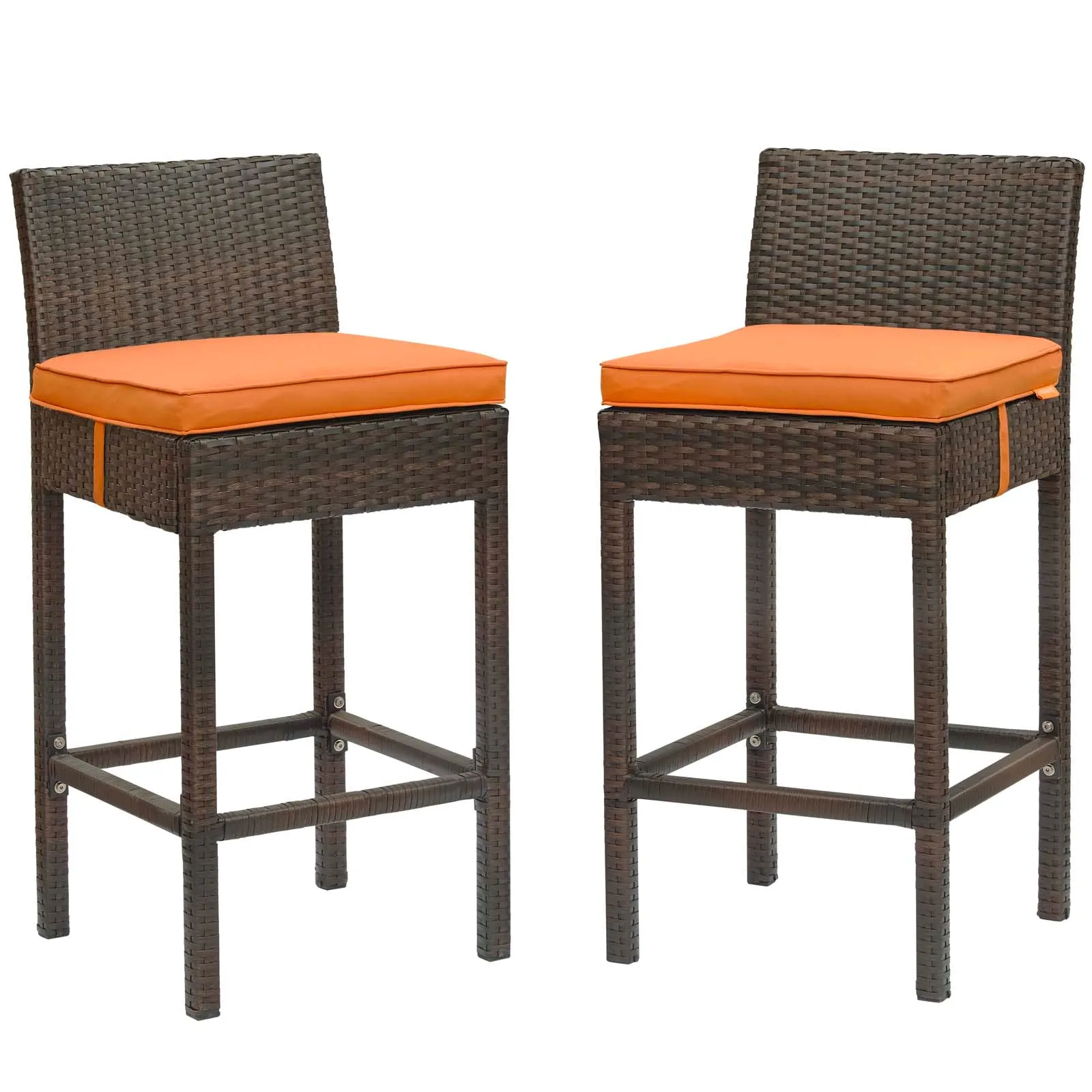 Conduit Bar Stool Outdoor Patio Wicker Rattan Set of 2 by Modway