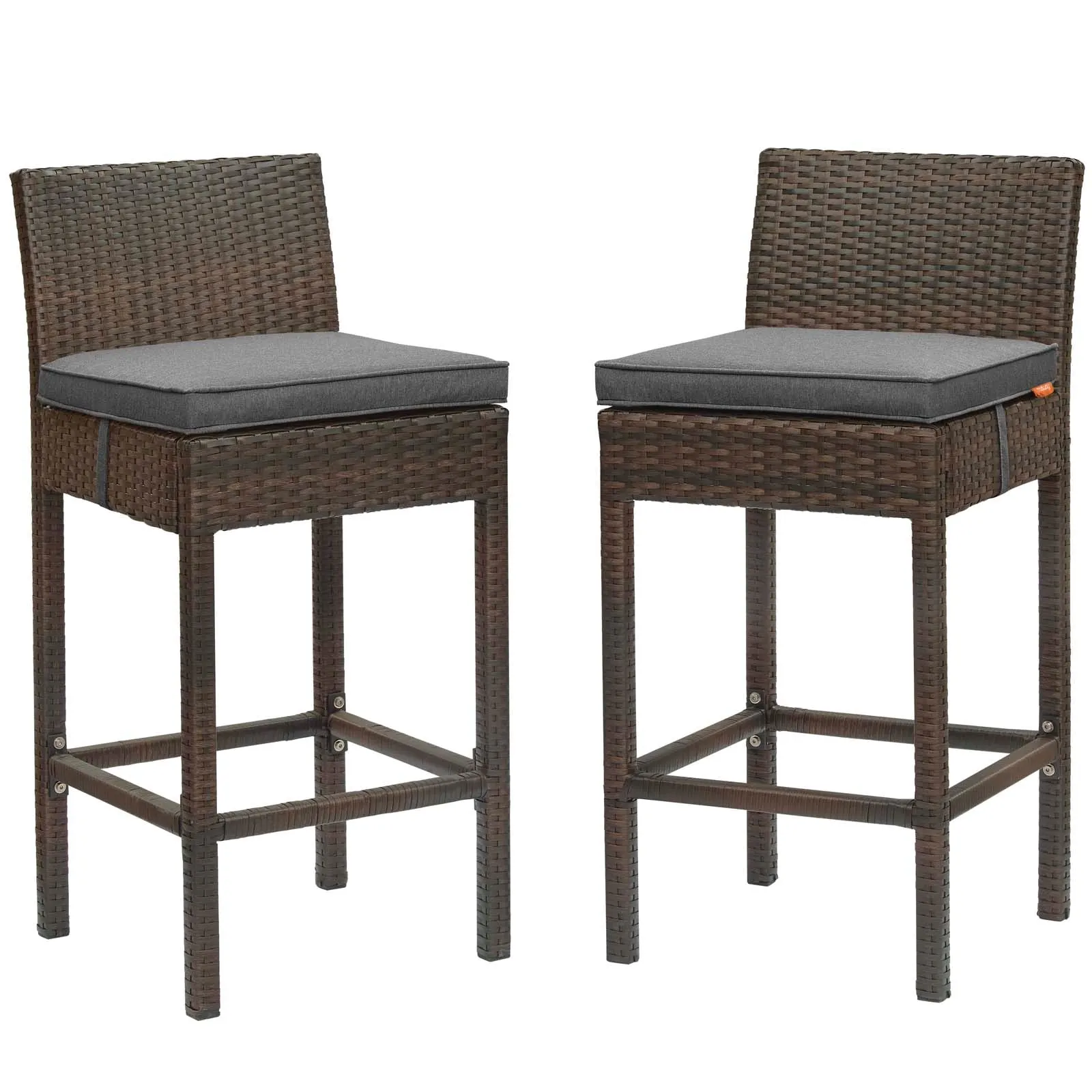Conduit Bar Stool Outdoor Patio Wicker Rattan Set of 2 by Modway
