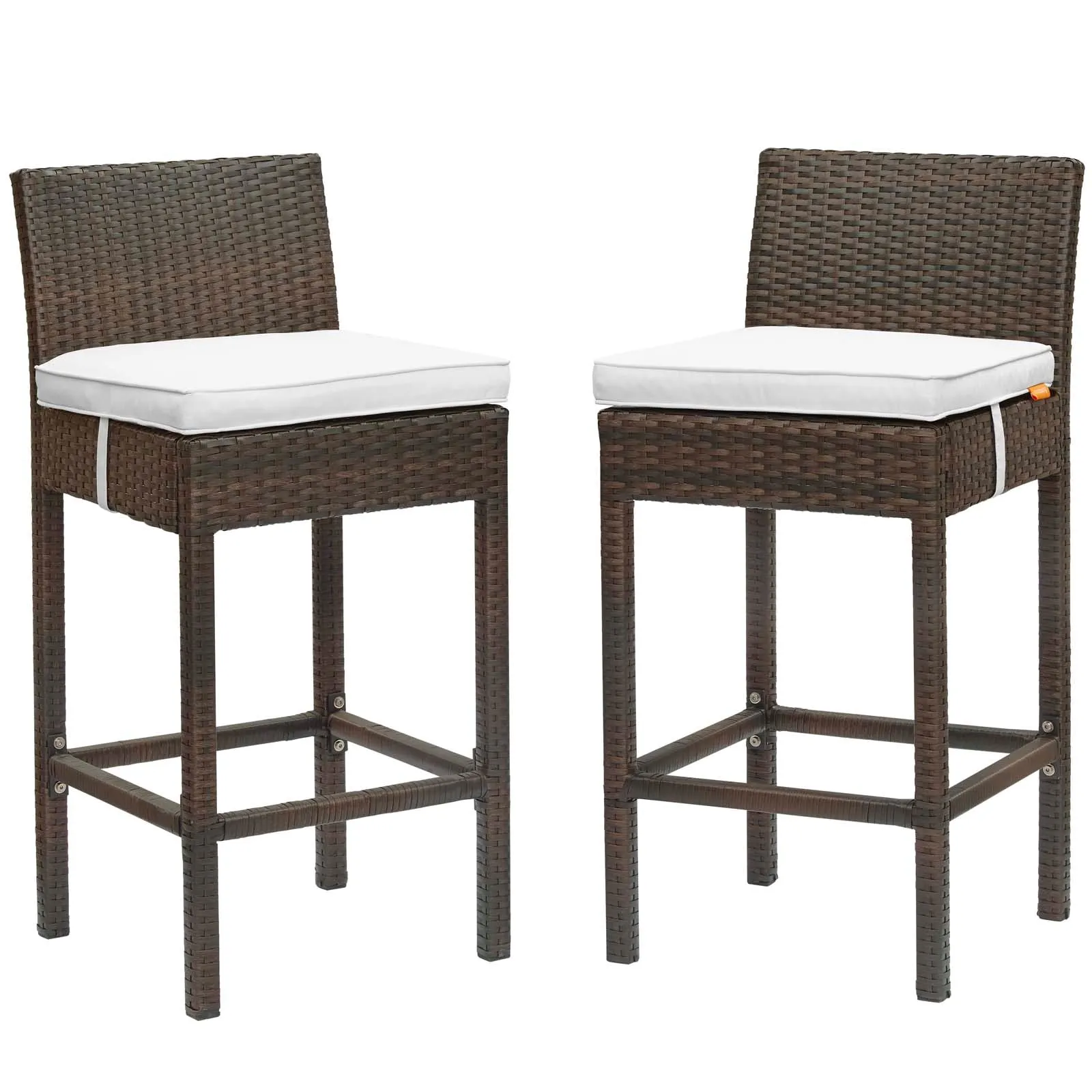 Conduit Bar Stool Outdoor Patio Wicker Rattan Set of 2 by Modway