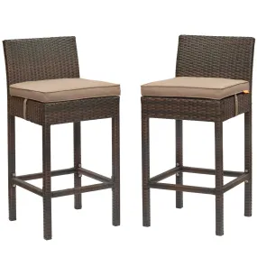 Conduit Bar Stool Outdoor Patio Wicker Rattan Set of 2 by Modway