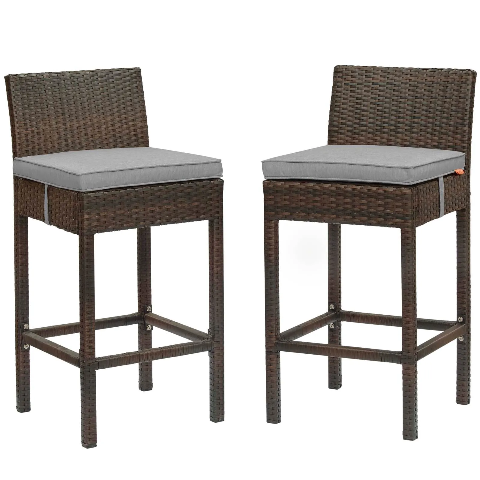 Conduit Bar Stool Outdoor Patio Wicker Rattan Set of 2 by Modway