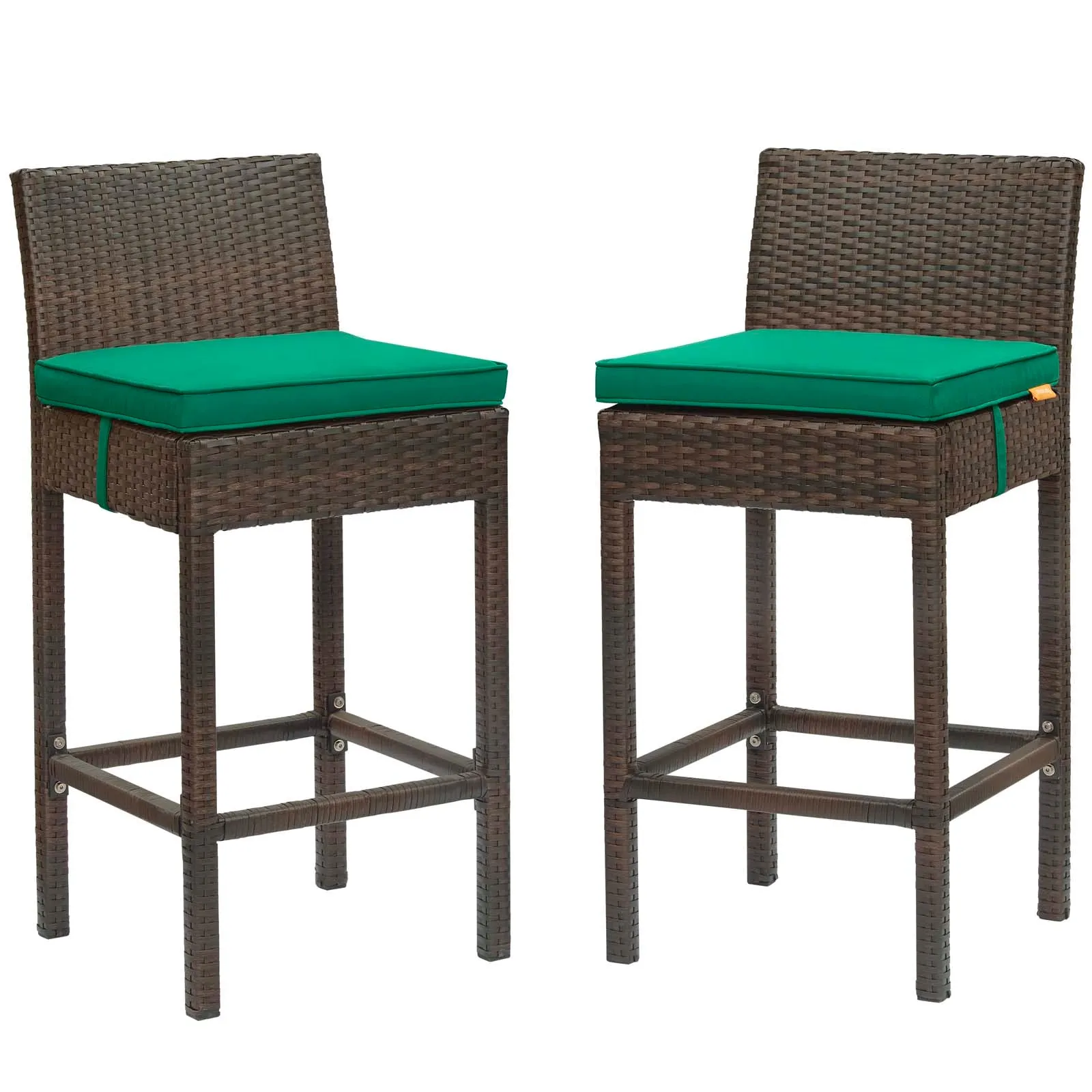 Conduit Bar Stool Outdoor Patio Wicker Rattan Set of 2 by Modway