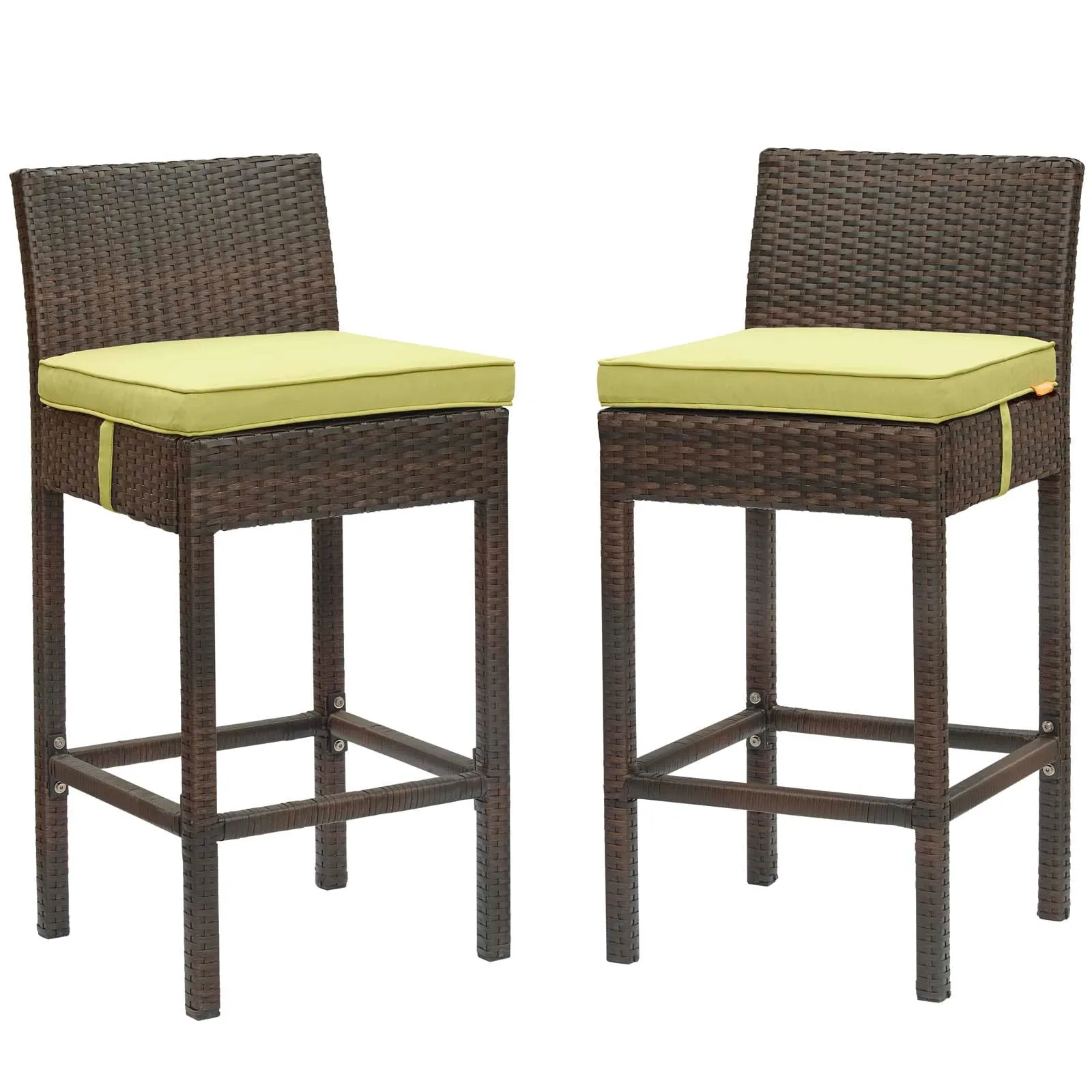 Conduit Bar Stool Outdoor Patio Wicker Rattan Set of 2 by Modway